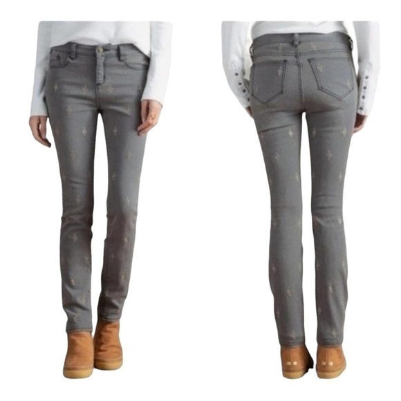 Sundance Primrose Party Gray Embellished Jeans Slim Fit Sequins Sz 29 - Picture 1 of 14